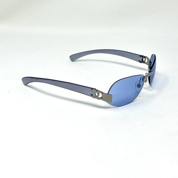 Vintage Chanel Sunglasses rimless 4037 168/ 72 Blue  Iridium Temples 59 [] 15 - Picture 10 of 14